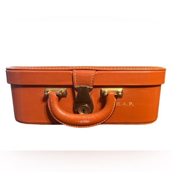 Tommy Traveler Vintage VGC Small Brown Leather Train Travel Cosmetic Suitcase - Picture 5 of 9